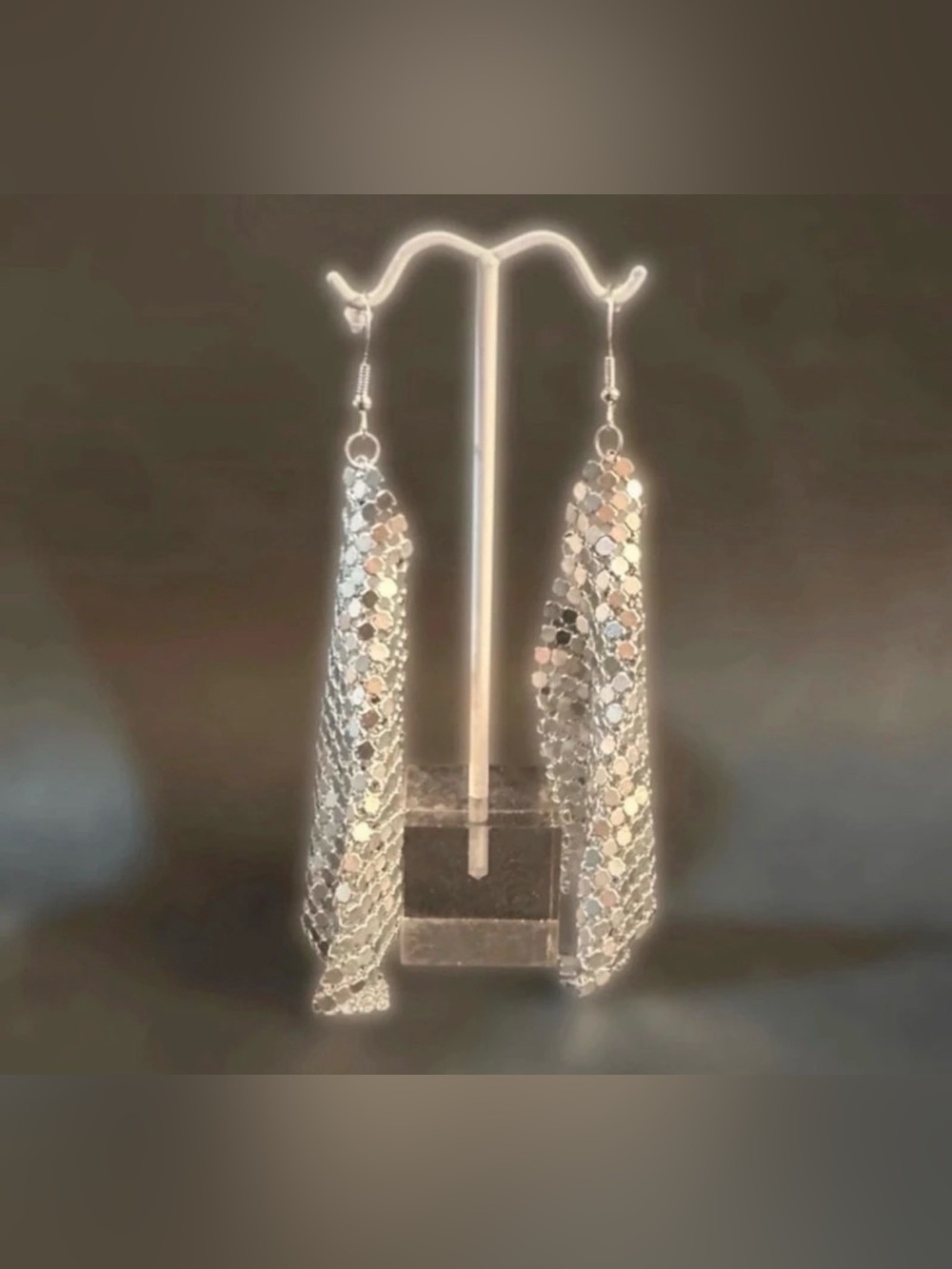 Silver Mesh Dangle Earrings - 4.25"
Statement Earrings